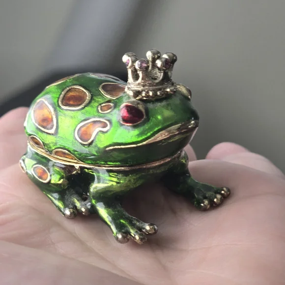 Vintage Monet Prince Charming Frog Trinket Box For Jewelry - Picture 7 of 9